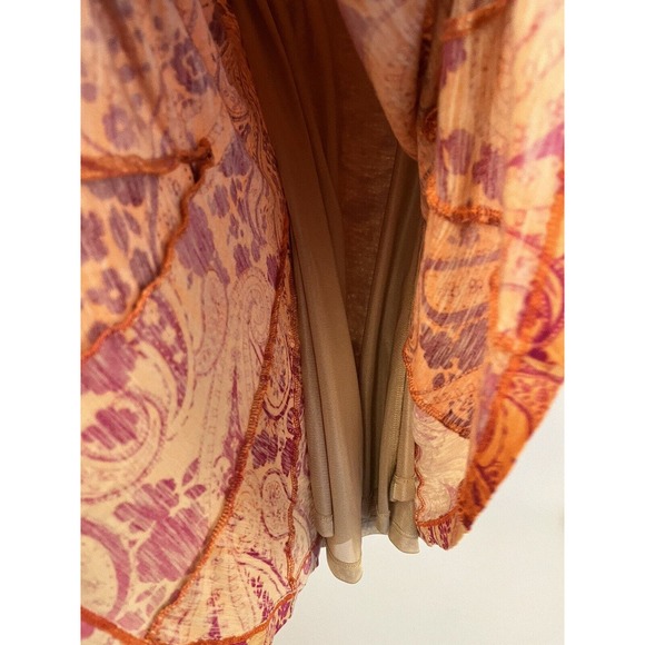 Tommy Bahama Orange Magenta Ombré Paisley V Neck Sleeveless Swing Dress XS - Picture 3 of 8